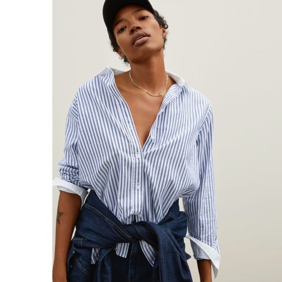 Everlane Tops - Everlane Blue White Stripe The Silky Cotton Relaxed Shirt Size 6 - no tags